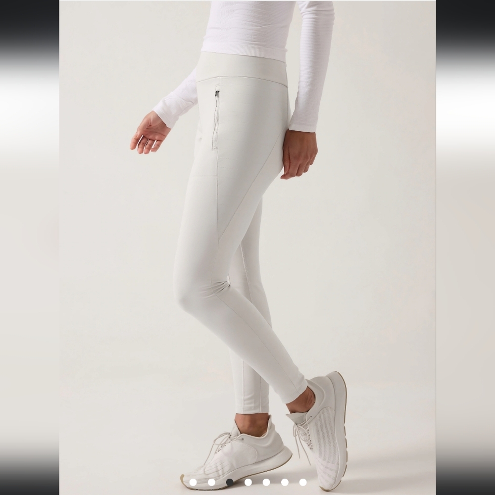 NWT Athleta Peak Hybrid Fleece Tight in Birch Grey Color Size S/P